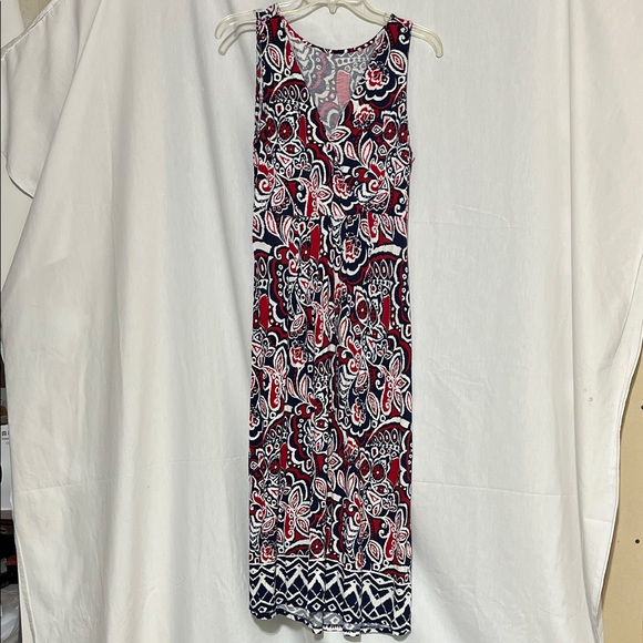 St. John's Bay Red and Blue Paisley Dress size small - Picture 1 of 13